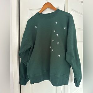Custom sweatshirt with flies/green/size M